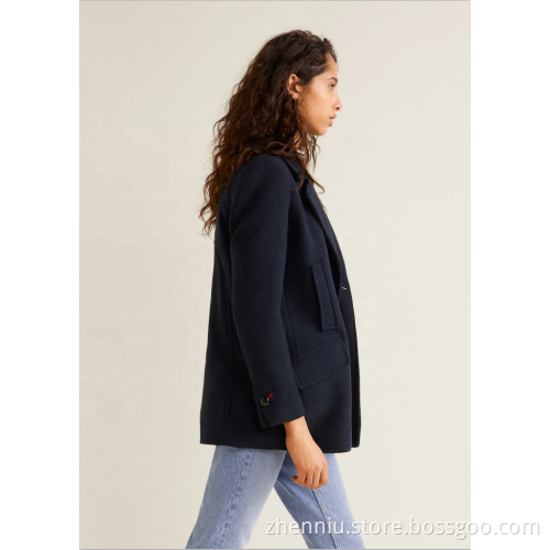Junge Damen Regular Slim Fake Wollmantel